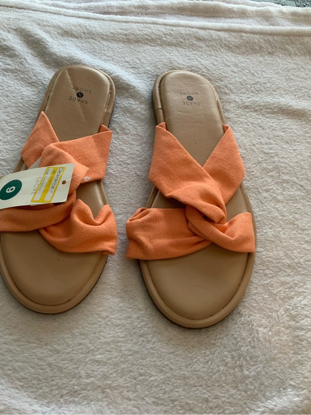 Shade & Shore Women's Orange Twist Slide Sandals nwt size 11 sku 4016